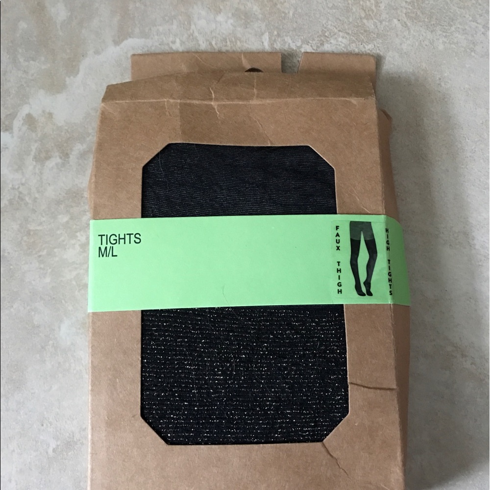Black and gold tights with faux high thigh
